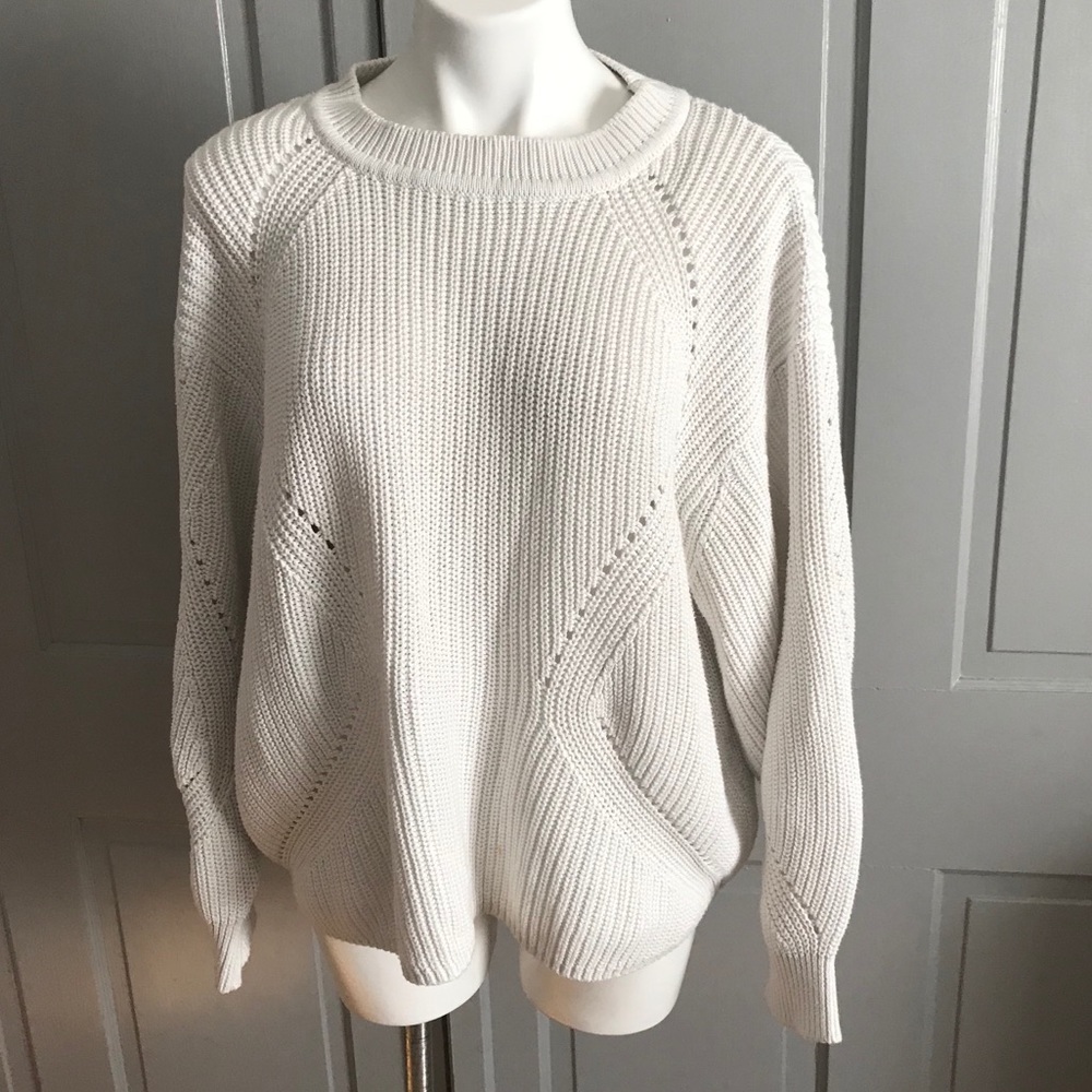 H&M White Crewneck Relaxed Fit Sweater